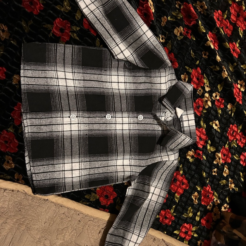 Black and White Plaid Button-Up Shirt